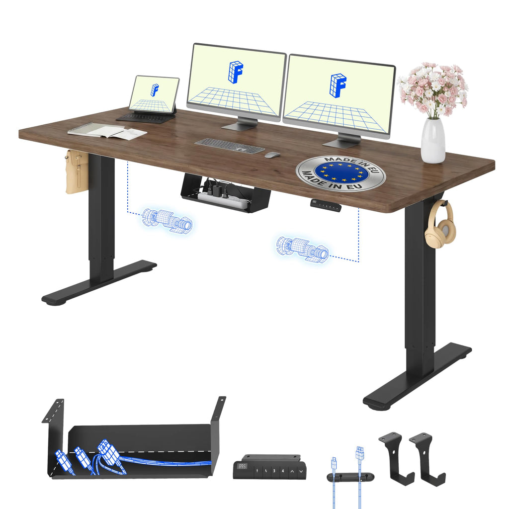 FLEXISPOT Höhenverstellbarer Schreibtisch elektrisch, Doppelmotor 160x80 cm