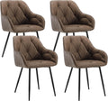 WOLTU Esszimmerstühle 4er Set, für Esszimmer Wohnzimmer, ergonomische Küchenstühle gepolstert mit Armlehnen, Metallbeinen, Sitzfläche aus Vintage-Kunstleder,Dunkelbraun