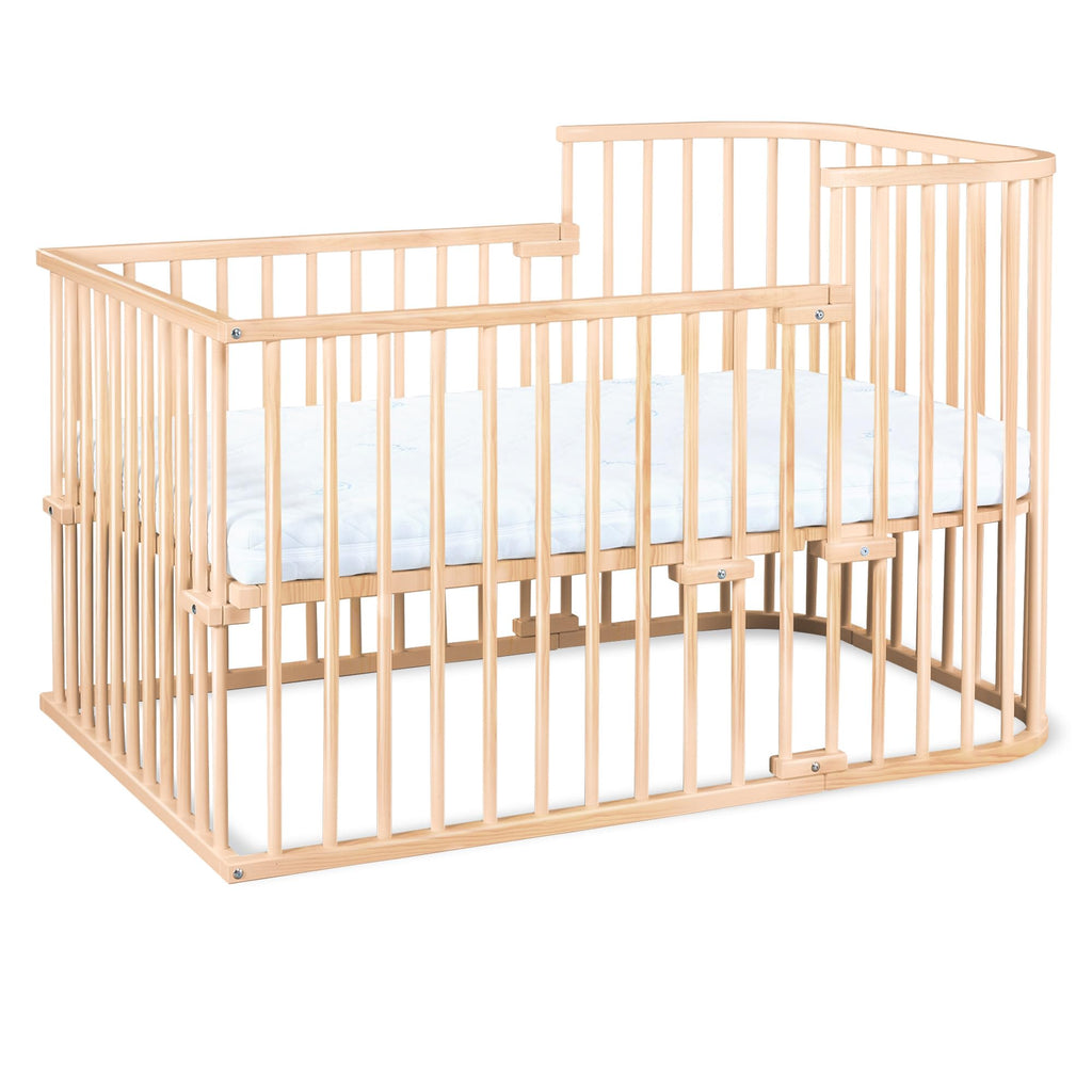 babybay Original Beistellbett aus massivem Buchenholz mit Matratze, höhenverstellbares Babybett für Neugeborene