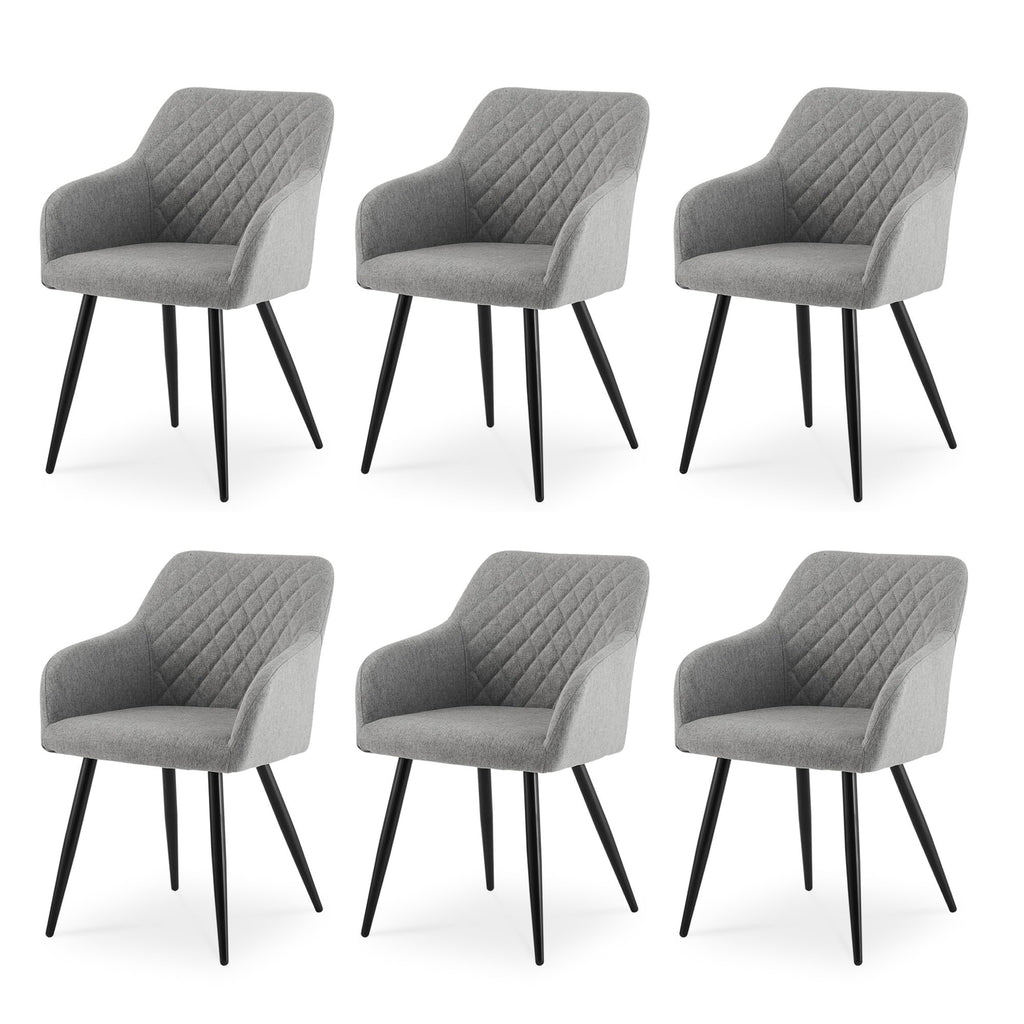 CLIPOP Esszimmerstühle 4er Set, Küchenstühle Grau Kunstlederstoff stühle Polsterstühle mit Armlehne Metallbeine Polstersessel Stühle für Esszimmer Küche (4, Kunstleder Grau)