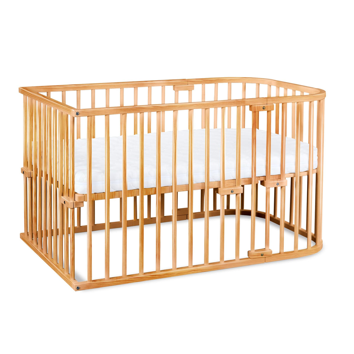babybay Original Beistellbett aus massivem Buchenholz mit Matratze, höhenverstellbares Babybett für Neugeborene