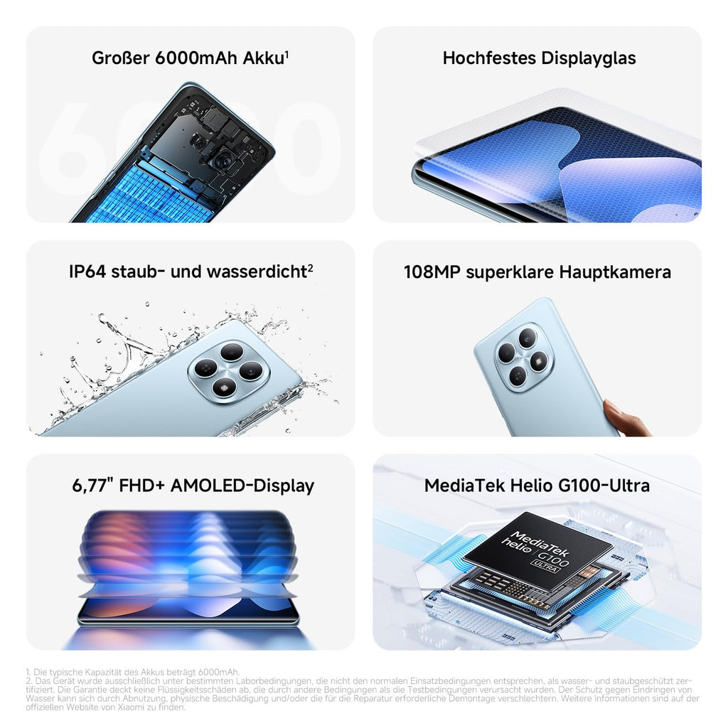 XIAOMI REDMI Note 15 Smartphone 8+256GB, 6000mAh, 108MP Kamera, Schwarz