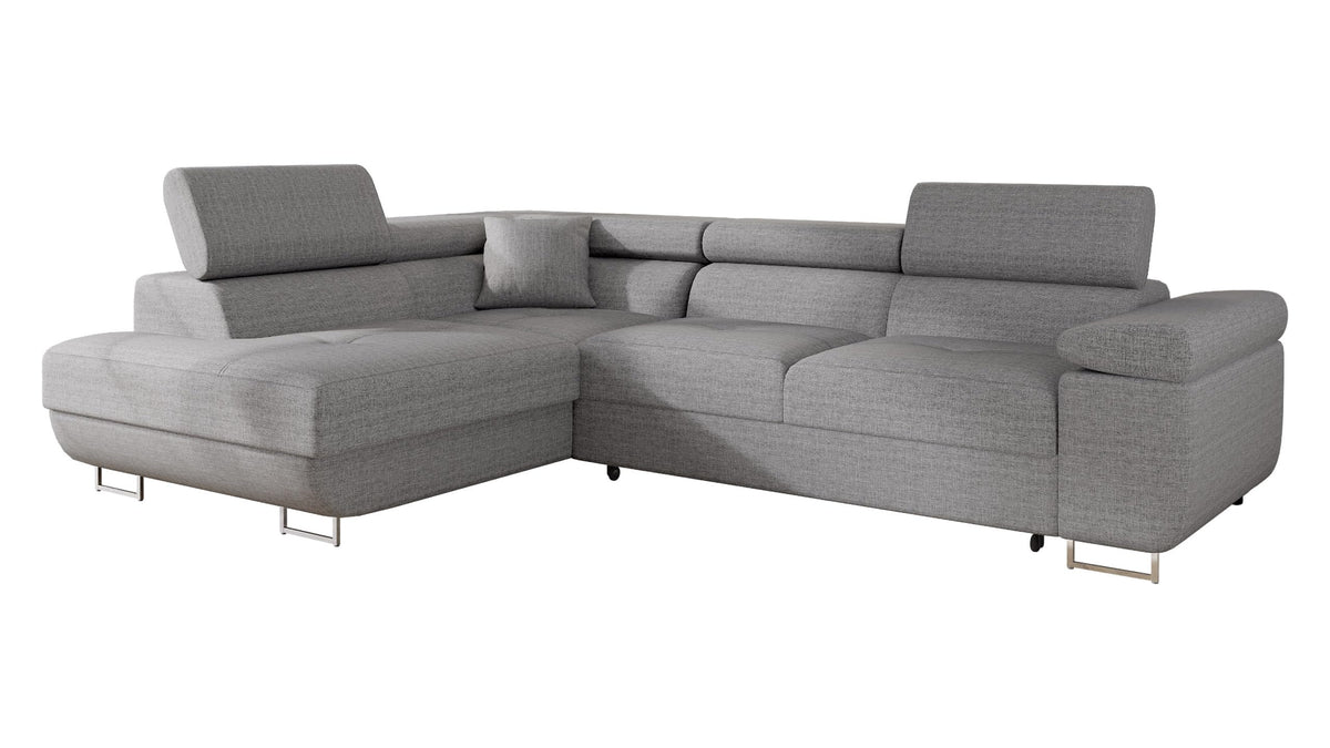 Mirjan24 Torezio Ecksofa mit Schlaffunktion & Bettkasten – L-Form Wohnlandschaft mit verstellbaren Kopfstützen, Schlafsofa für Wohnzimmer