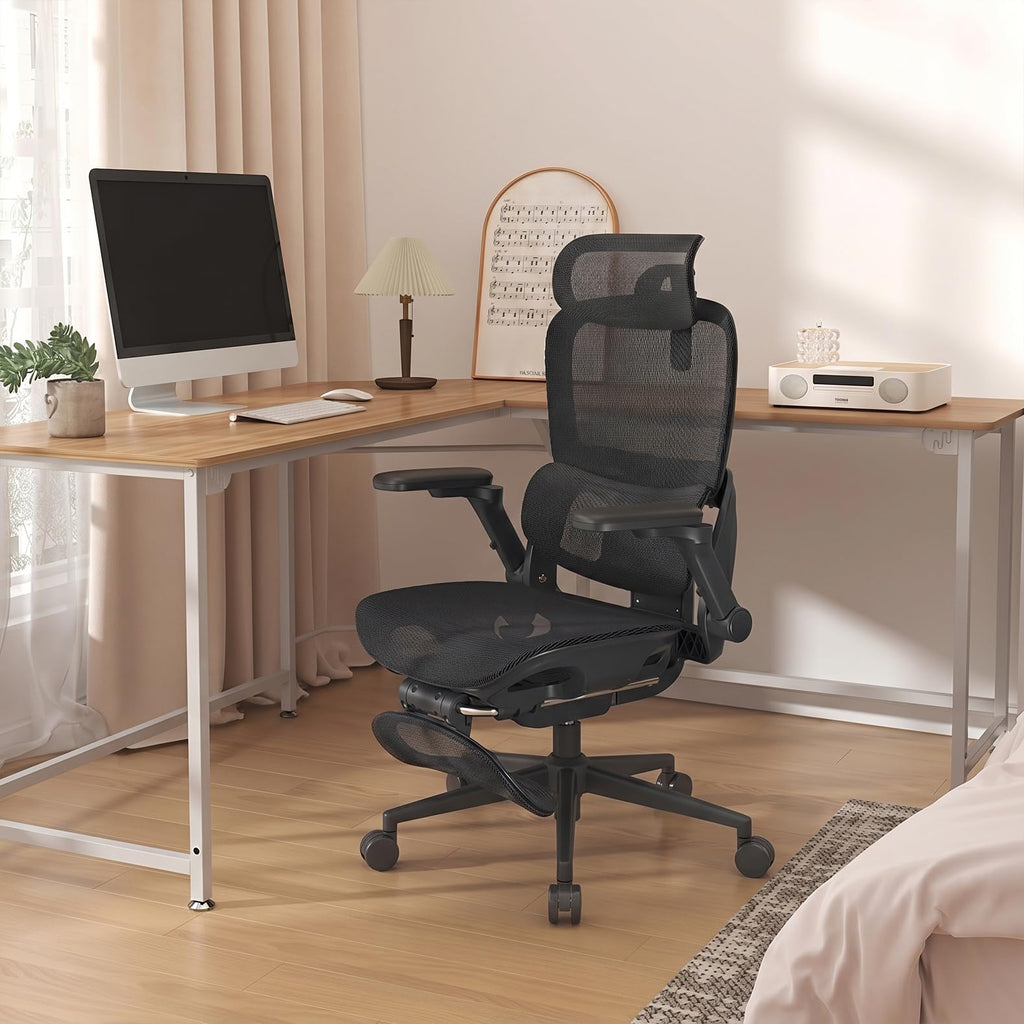 SIHOO Ergonomischer Bürostuhl Schwarz bis 150 kg – Schreibtischstuhl mit verstellbarer Kopfstütze, Lordosenstütze & Armlehnen
