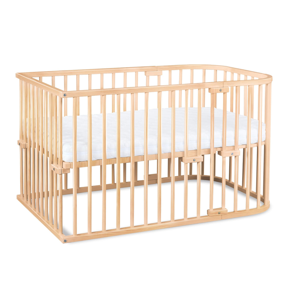 babybay Original Beistellbett aus massivem Buchenholz mit Matratze, höhenverstellbares Babybett für Neugeborene