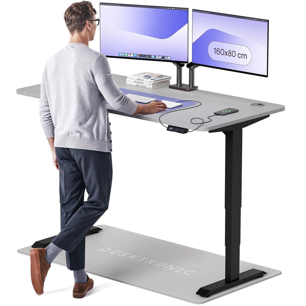 Desktronic HomePro Schreibtisch elektrisch höhenverstellbar, Steh-Sitz Schreibtisch mit Dual Motor, Touchscreen & USB-A/USB-C