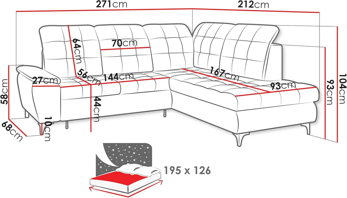 Mirjan24 Ferulk Ecksofa L-Form mit Schlaffunktion & Bettkasten, 4-Sitzer Schlafsofa für Wohnzimmer, modern