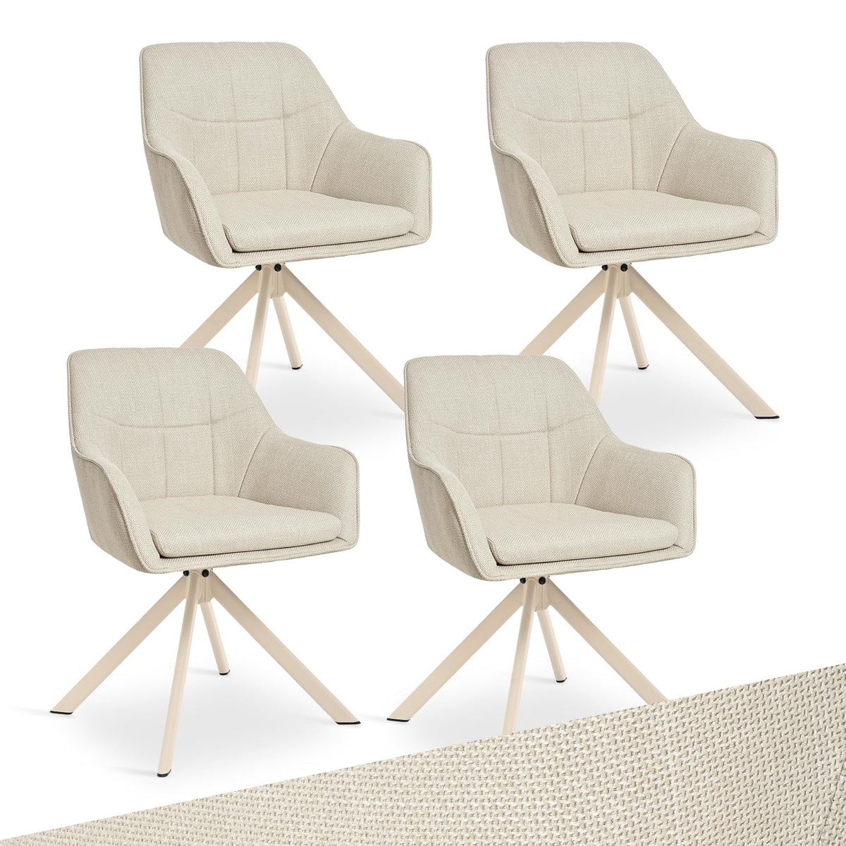 Drehstuhl Esszimmer 4er Set Samt Grün mit Armlehne Polsterstuhl Esszimmerstühle drehbar Küchenstuhl mit Metallbeine für Wohnzimmer Esszimmer