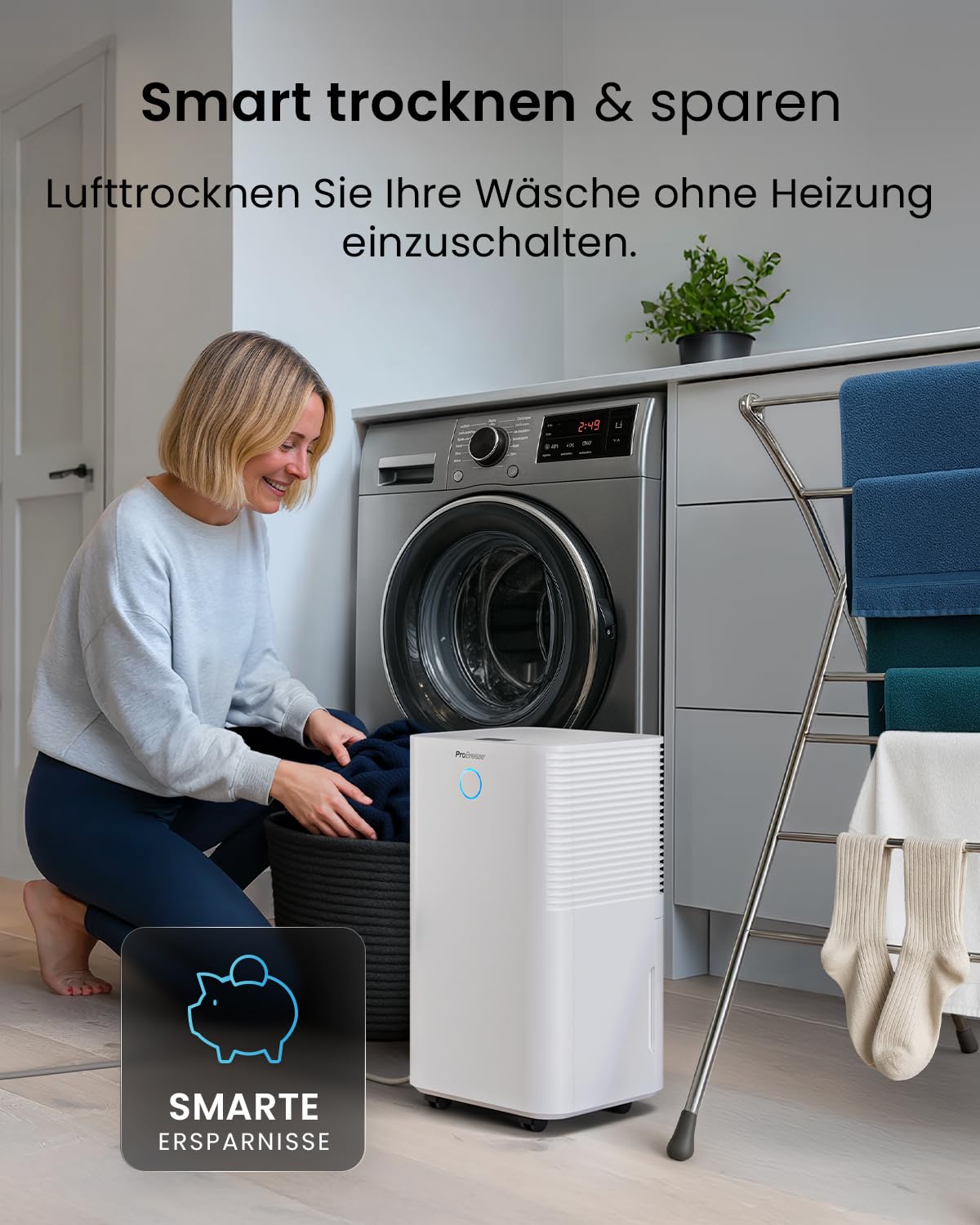 Pro Breeze OmniDry Luftentfeuchter mit App & WLAN, 12L in 24h Entfeuchtungsleistung - Luftentfeuchter elektrisch mit Wäschemodus, Feuchtigkeitssensor, Timer - Gegen Schimmel - Entfeuchter für bis 25m²