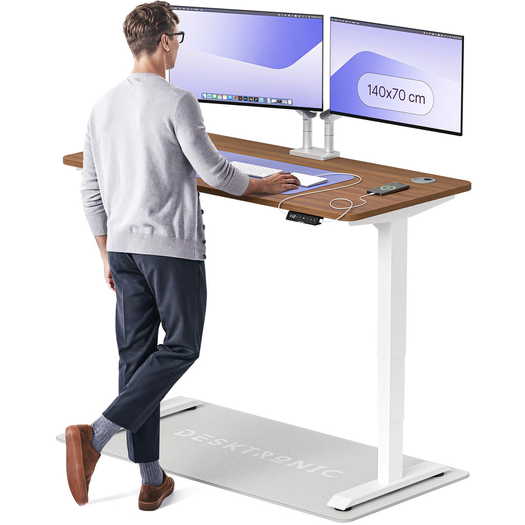 Desktronic HomePro Schreibtisch elektrisch höhenverstellbar, Steh-Sitz Schreibtisch mit Dual Motor, Touchscreen & USB-A/USB-C
