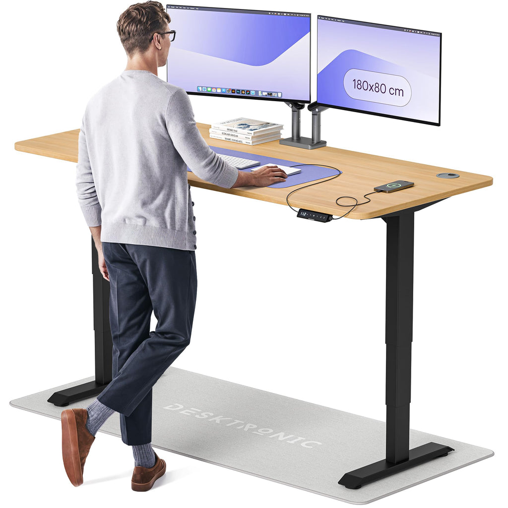Desktronic HomePro Schreibtisch elektrisch höhenverstellbar, Steh-Sitz Schreibtisch mit Dual Motor, Touchscreen & USB-A/USB-C