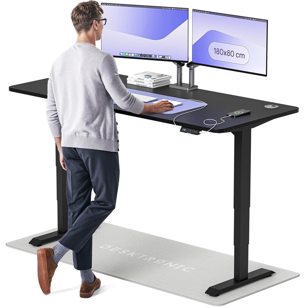Desktronic HomePro Schreibtisch elektrisch höhenverstellbar, Steh-Sitz Schreibtisch mit Dual Motor, Touchscreen & USB-A/USB-C