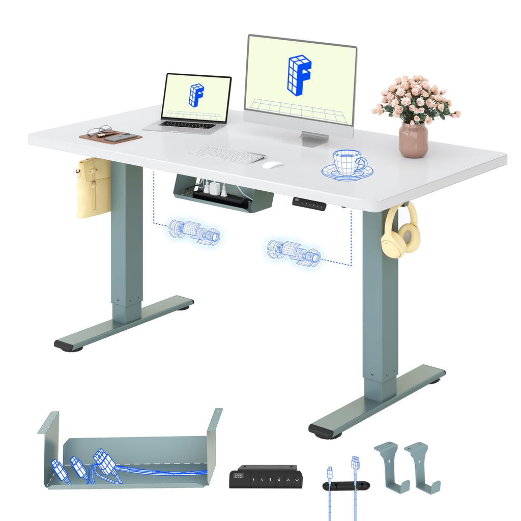 FLEXISPOT Höhenverstellbarer Schreibtisch elektrisch, Doppelmotor 160x80 cm