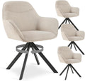 Esszimmerstühle Drehbar 4er Set mit Armlehne, 360° drehbar, Polsterstuhl Leinen, Drehstuhl Esszimmer Beige, Küchenstuhl mit Metallbeine für Esszimmer, Wohnzimmer, Büro