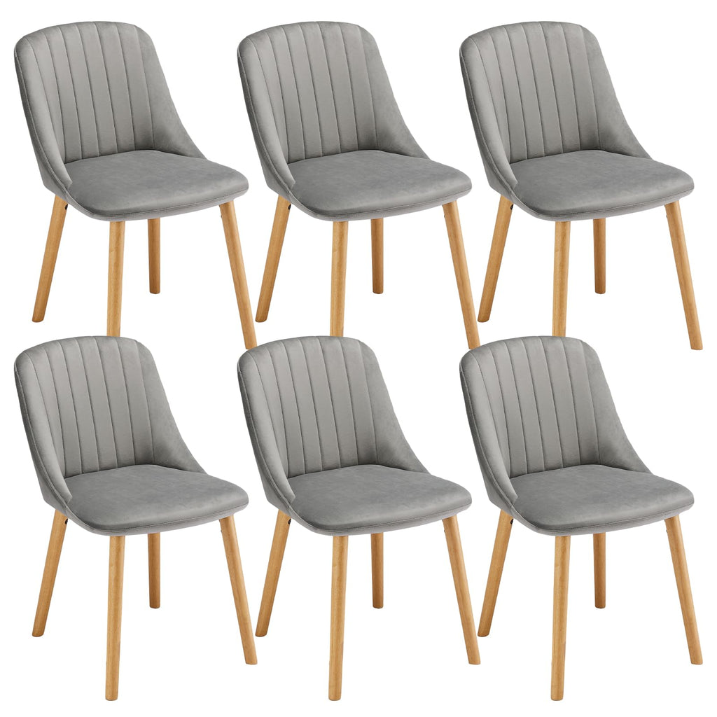 Esszimmerstühle Beige 4er Set Holzbeine Polsterstuhl Küchenstuhl aus Polyester Stühle Esszimmer Wohnzimmerstuhl für Esszimmer Küche Büro