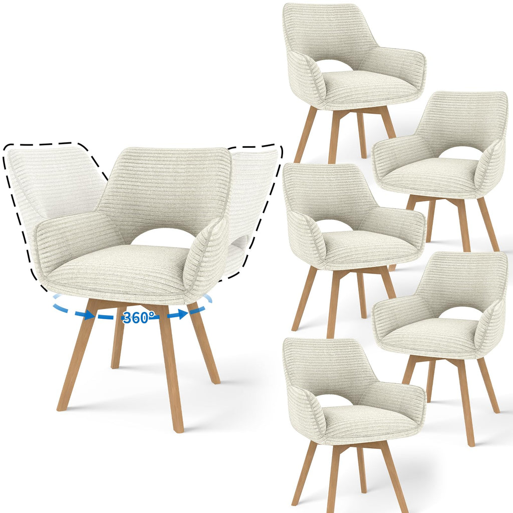 JIJIAN 2er Set 360° Drehbare Esszimmerstühle mit Armlehnen, Grün