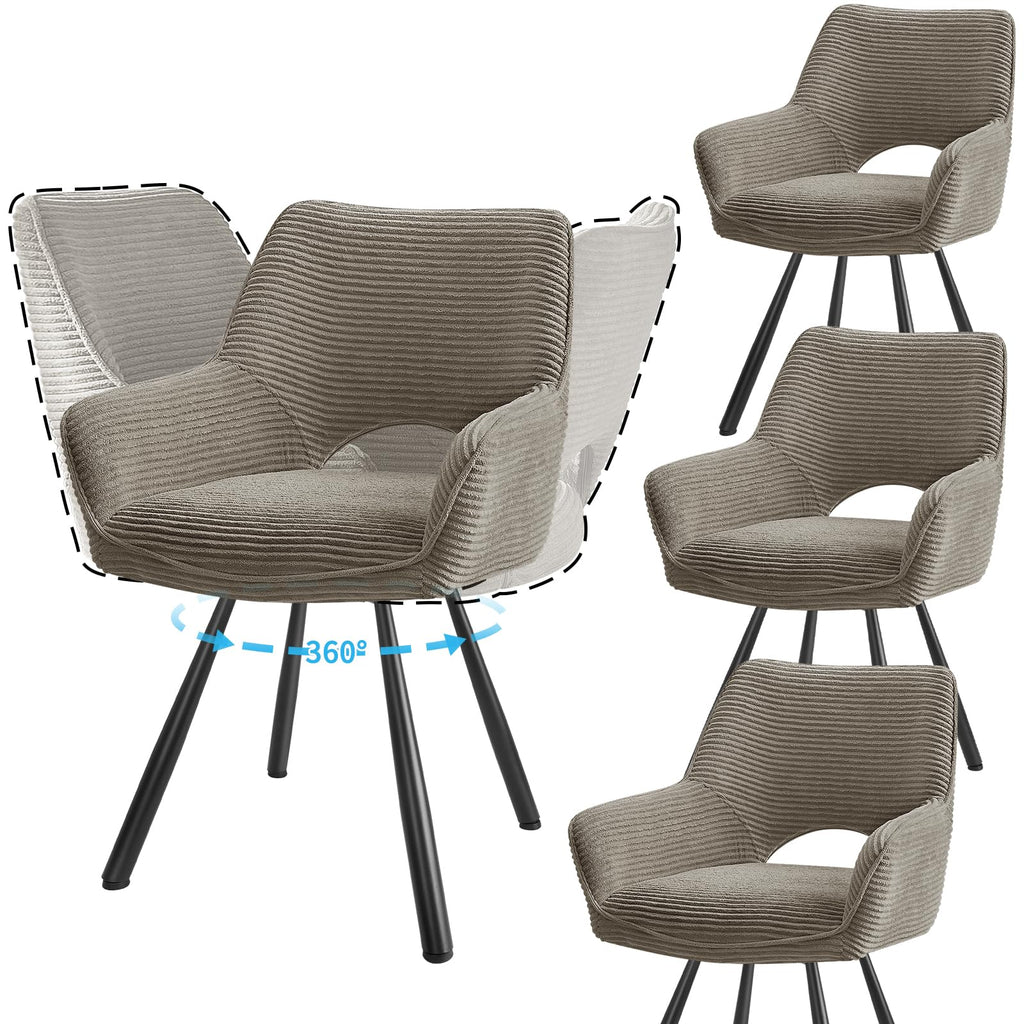 JIJIAN 2er Set 360° Drehbare Esszimmerstühle mit Armlehnen, Grün