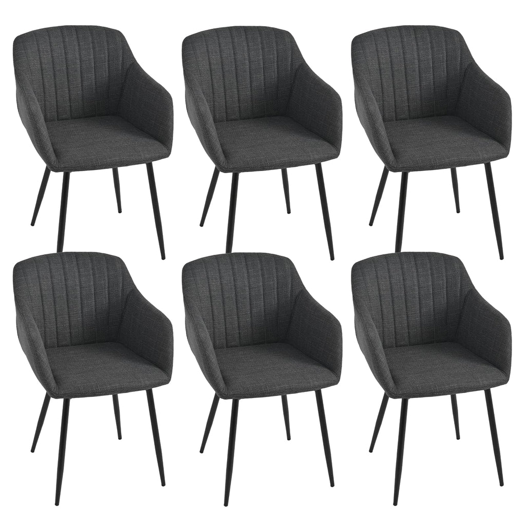 Esszimmerstühle Beige 4er Set mit Armlehnen, Modern Polsterstühle Leinen, Küchenstühle mit Metallgestell für Esszimmer, Wohnzimmer, Küche