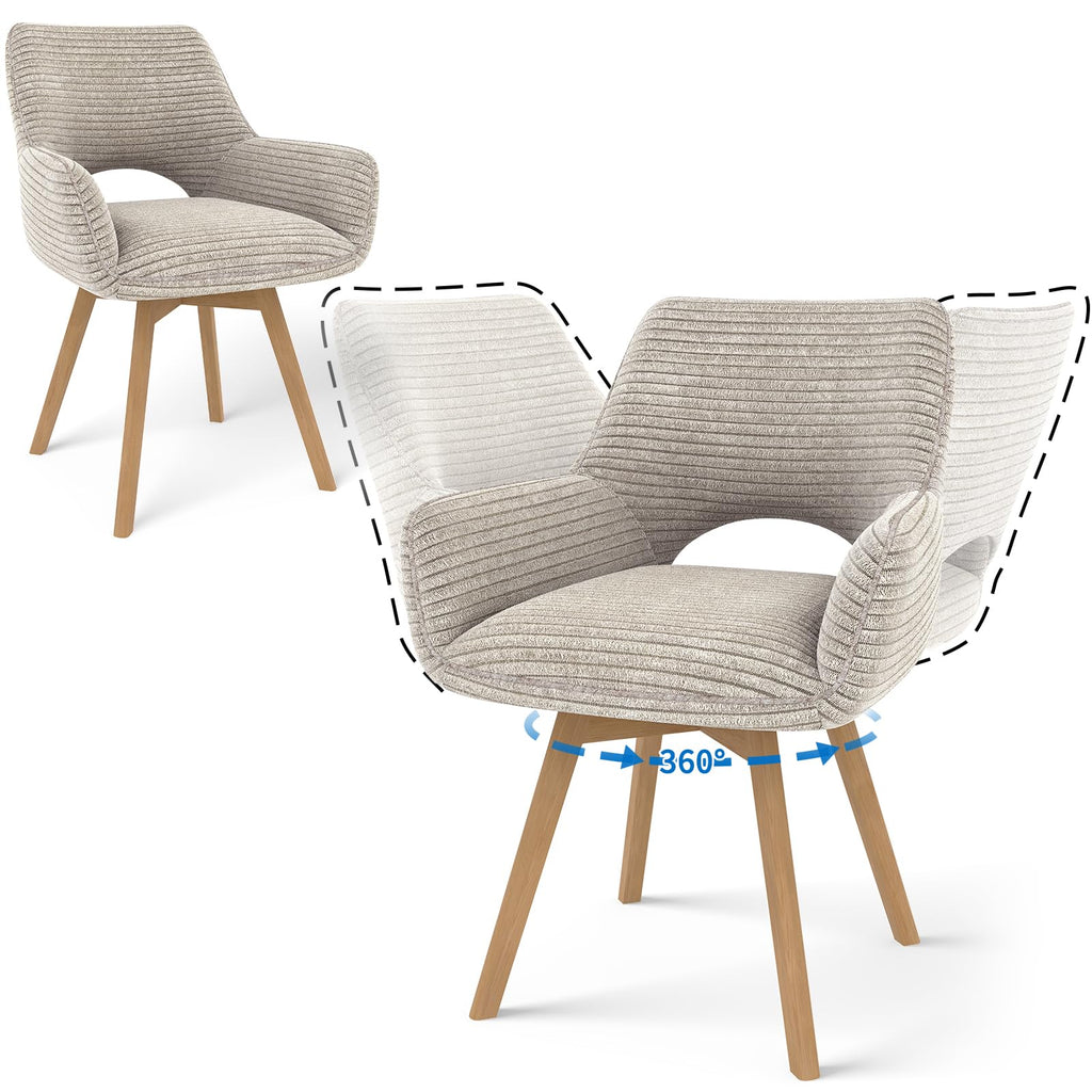 JIJIAN 2er Set 360° Drehbare Esszimmerstühle mit Armlehnen, Grün