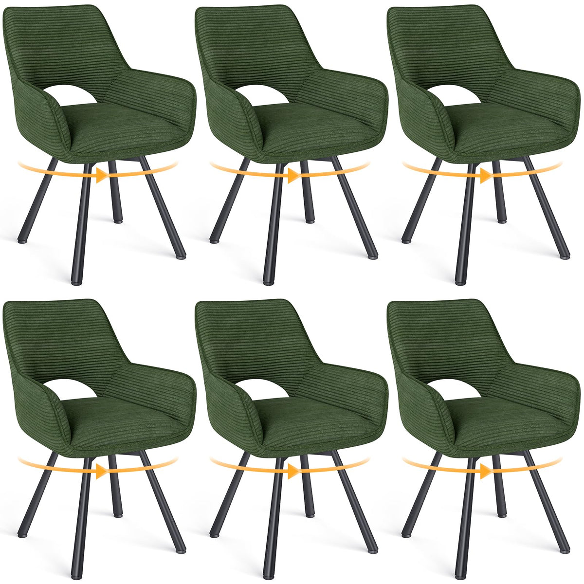 WAFTING Esszimmerstühle 4er Set Drehbar 360°,Armlehnstuhl,Küchenstuhl,Taupe