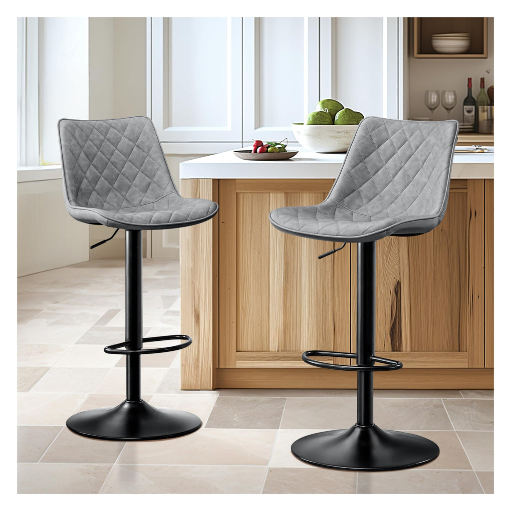 STOOLINK Barhocker 2er Set Barstuhl Höhenverstellbar mit Mikrofaser-Leder, Barhocker mit Lehne, Tresenhocker Drehbar, Bistrohocker Designer, Barstühle für Küche, Theke, Bar-Braun