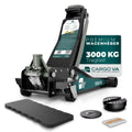 CargoVA Wagenheber 3T hydraulisch | Flacher Wagenheber mit 75-505mm Hubhöhe | Profi-Toolkit inkl. Kniematte & 2X Gummiauflagen | Ideal für SUV & tiefergelegte Autos | Rangierwagenheber Reifenwechsel