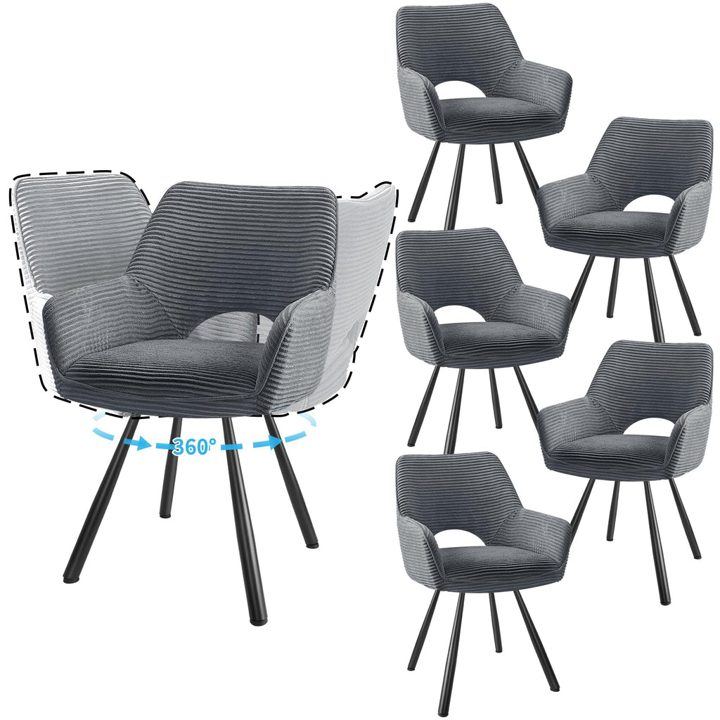 JIJIAN 2er Set 360° Drehbare Esszimmerstühle mit Armlehnen, Grün