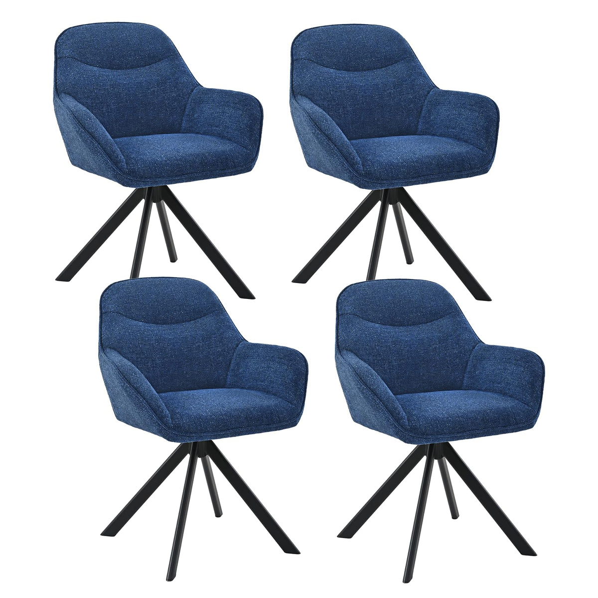 Esszimmerstühle Drehbar 4er Set mit Armlehne, 360° drehbar, Polsterstuhl Leinen, Drehstuhl Esszimmer Beige, Küchenstuhl mit Metallbeine für Esszimmer, Wohnzimmer, Büro