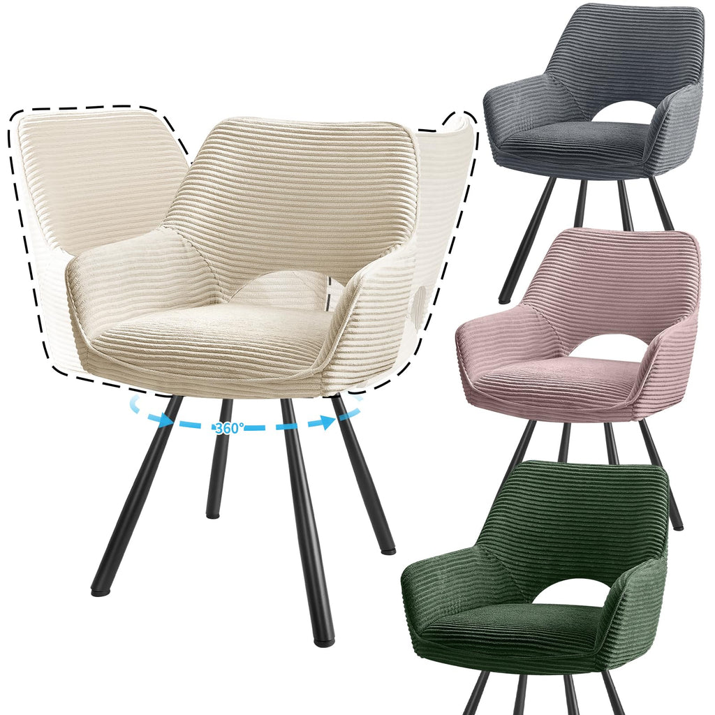JIJIAN 2er Set 360° Drehbare Esszimmerstühle mit Armlehnen, Grün