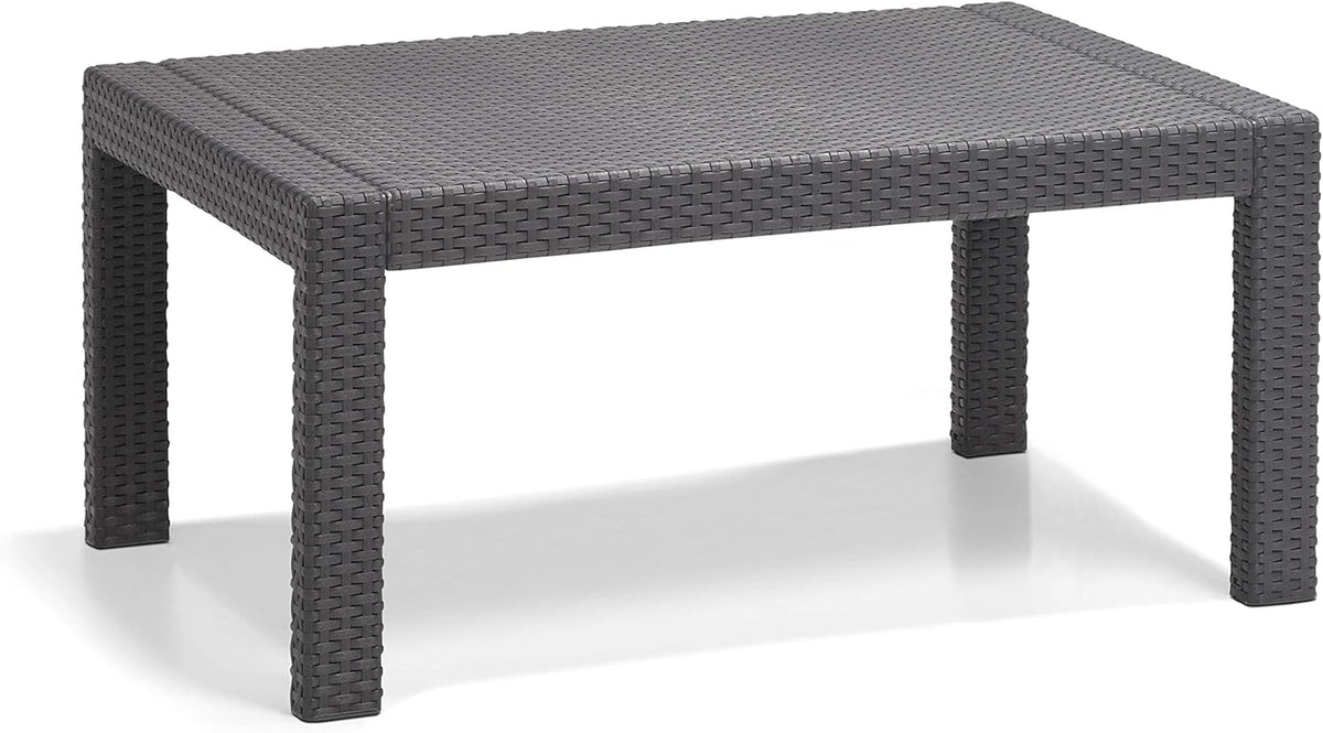 Keter Merano Gartenmöbel Set 4-teilig Grau mit Sitzkissen – Gartenlounge mit Sofa, 2 Sesseln & Tisch für Garten und Terrasse