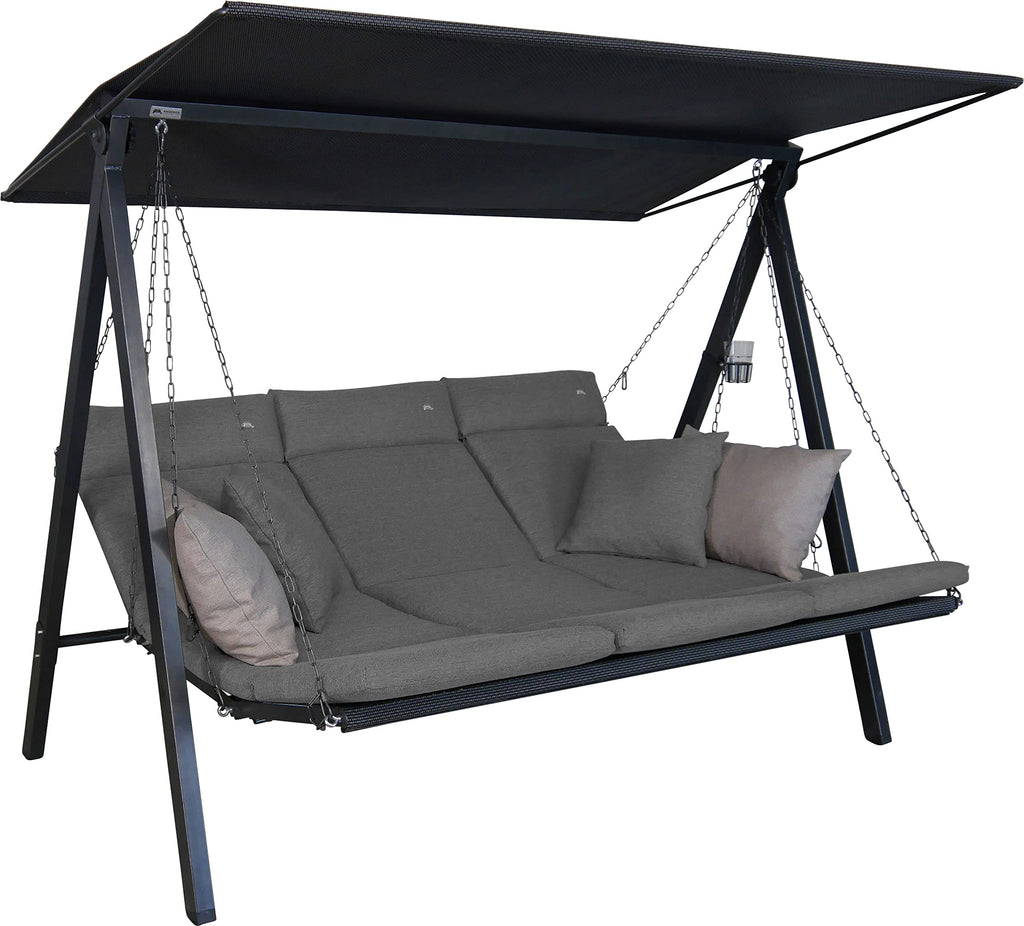 ANGERER Hollywoodschaukel Lounge Smart 3-Sitzer mit Bettfunktion & Sonnendach – Gartenschaukel mit Liegefunktion, Made in Germany