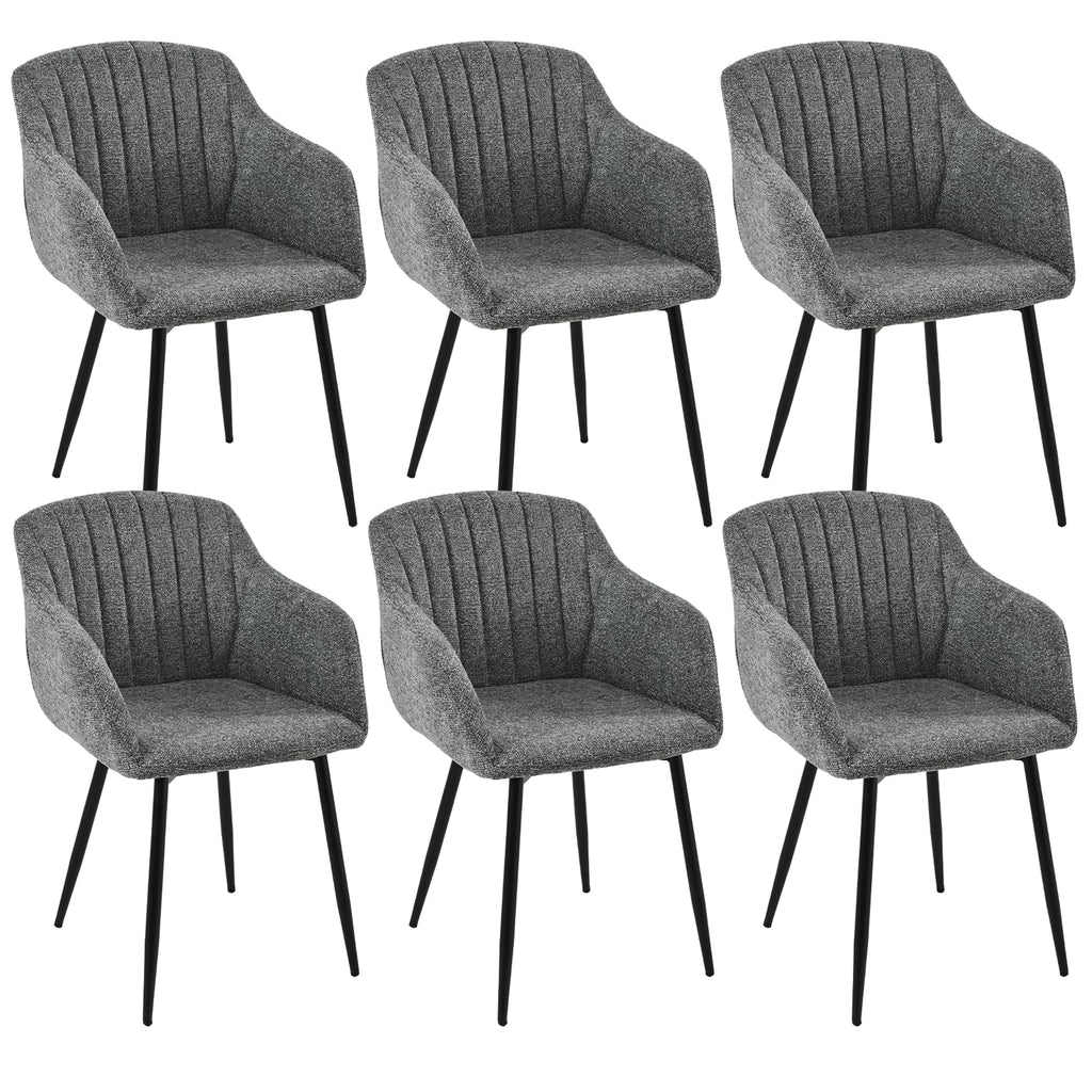 Esszimmerstühle Beige 4er Set mit Armlehnen, Modern Polsterstühle Leinen, Küchenstühle mit Metallgestell für Esszimmer, Wohnzimmer, Küche