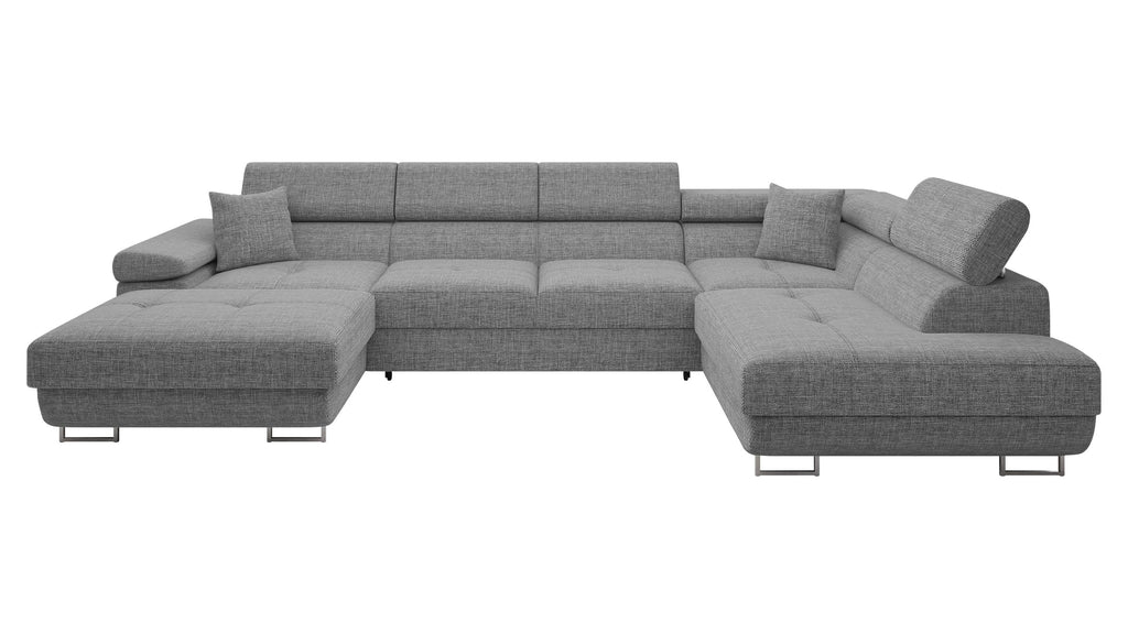 Mirjan24 Torezio Bis Ecksofa U-Form mit Schlaffunktion & Bettkasten, Wohnlandschaft mit verstellbaren Kopfstützen