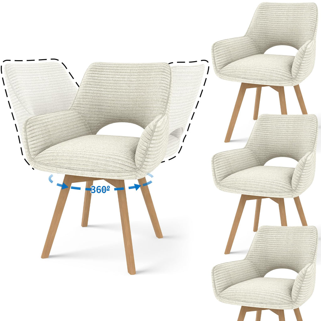 JIJIAN 2er Set 360° Drehbare Esszimmerstühle mit Armlehnen, Grün