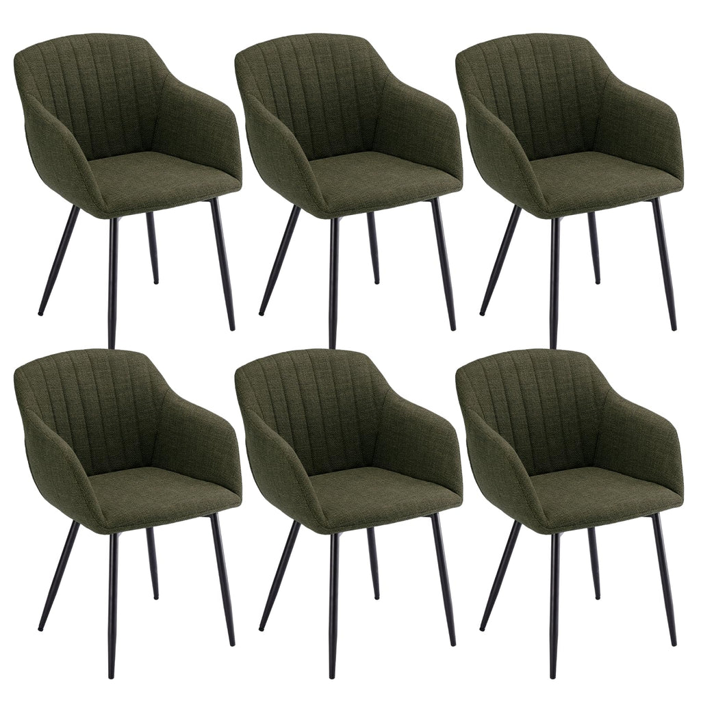 Esszimmerstühle Beige 4er Set mit Armlehnen, Modern Polsterstühle Leinen, Küchenstühle mit Metallgestell für Esszimmer, Wohnzimmer, Küche