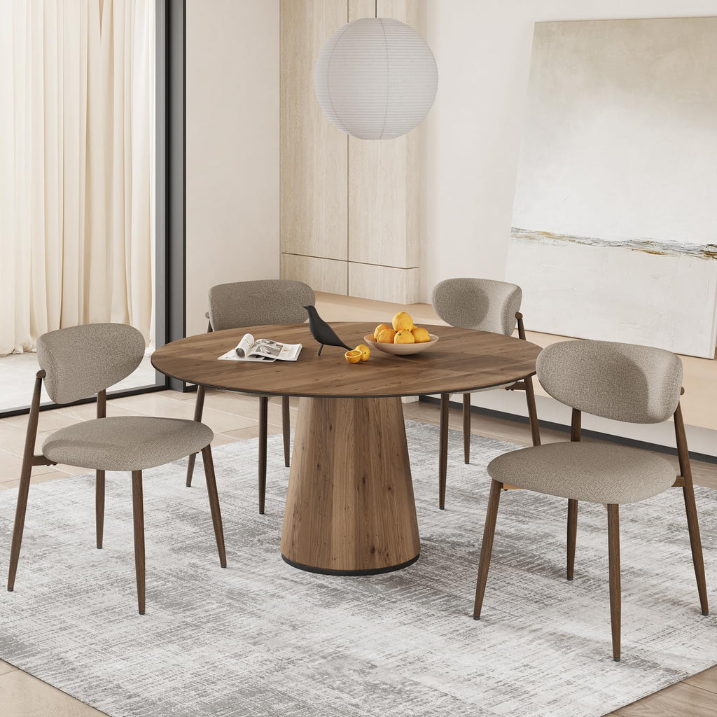 COLAMY Küchenstuhl Esszimmerstühle 4er Set, Moderne Polsterstuhl Essstühle mit Fester Rückenlehne, Stoff Esszimmerstühl mit Holzbein für Esszimmer, Küche, Restaurant, Beige