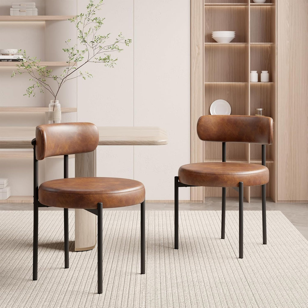 Hawthyhome Esszimmerstühle 4er Set丨Teddy Stoff Runde Boucle Stühle·Mid-Century gepolsterte Küchenstühle·Dining Chairs mit Metallbeinen·Creme Wei߷