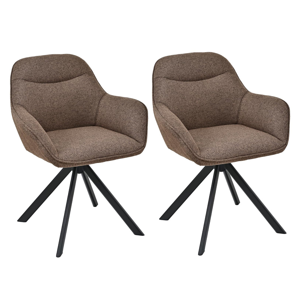 Esszimmerstühle Drehbar 4er Set mit Armlehne, 360° drehbar, Polsterstuhl Leinen, Drehstuhl Esszimmer Beige, Küchenstuhl mit Metallbeine für Esszimmer, Wohnzimmer, Büro