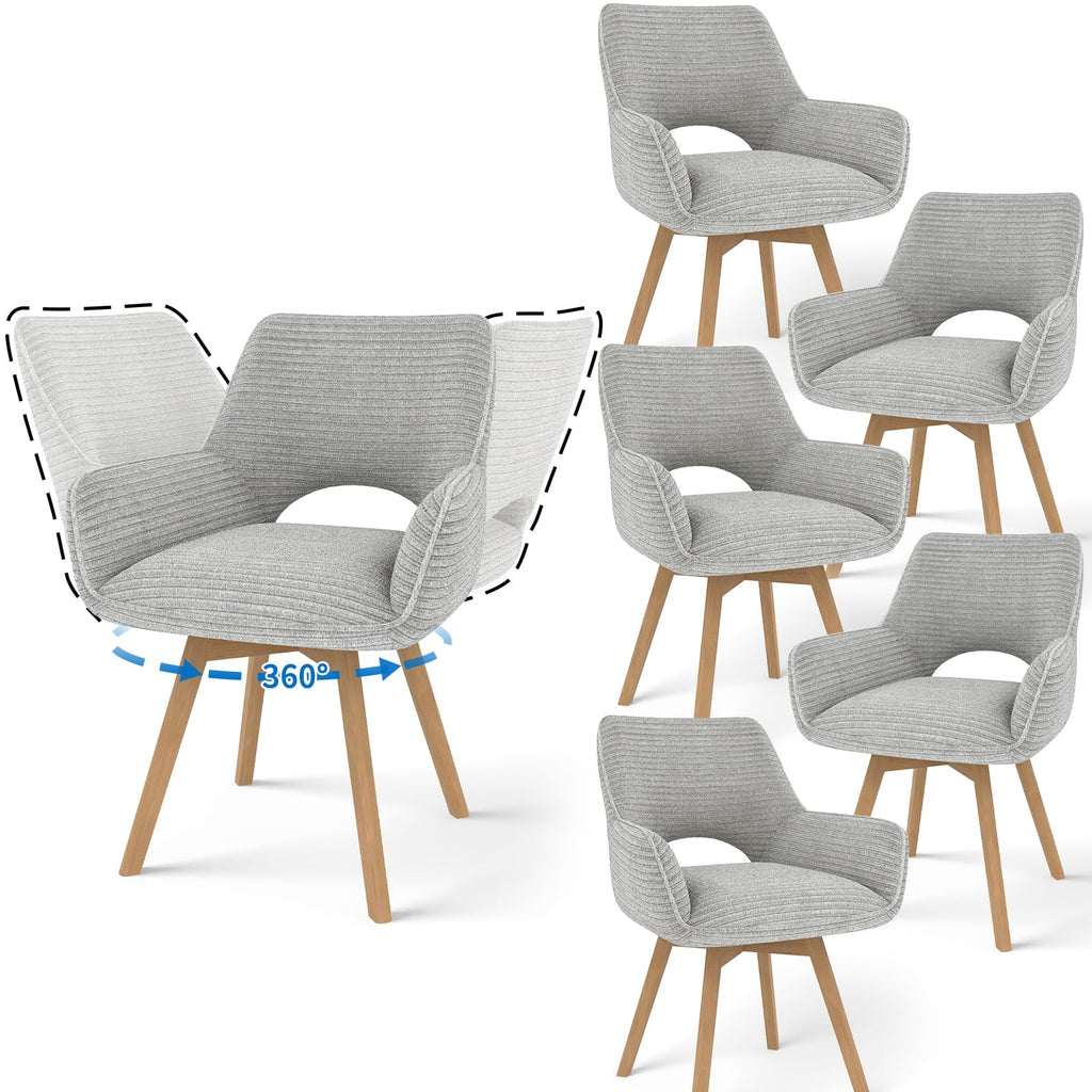 JIJIAN 2er Set 360° Drehbare Esszimmerstühle mit Armlehnen, Grün