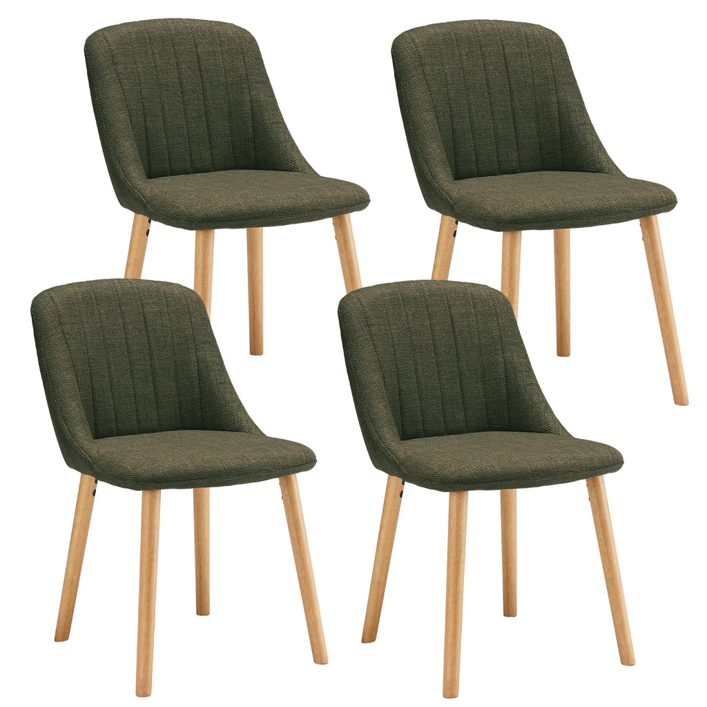Esszimmerstühle Beige 4er Set Holzbeine Polsterstuhl Küchenstuhl aus Polyester Stühle Esszimmer Wohnzimmerstuhl für Esszimmer Küche Büro