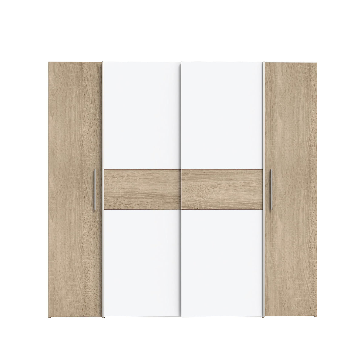 Forte Kalixtus Kleiderschrank 4-türig mit Schwebetüren – Moderner Schlafzimmerschrank mit Kleiderstangen & Einlegeböden
