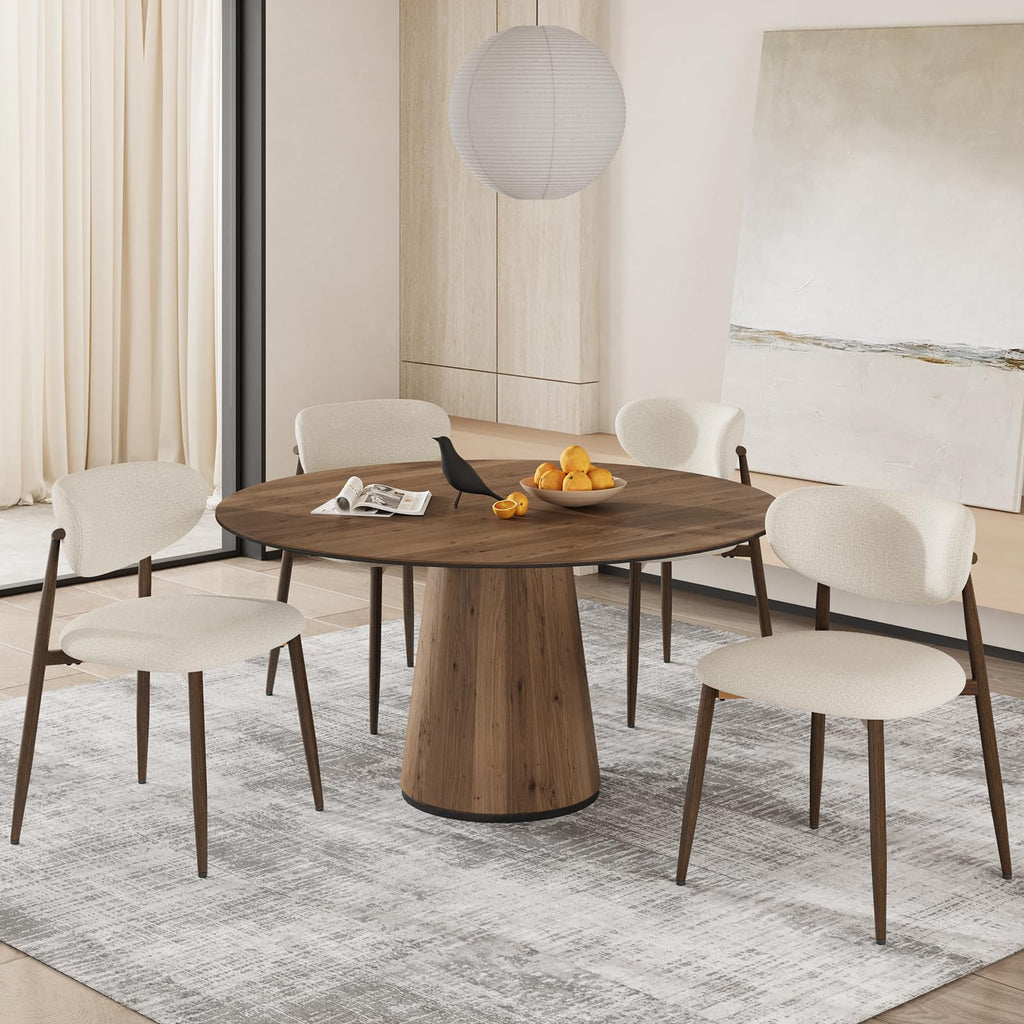 COLAMY Küchenstuhl Esszimmerstühle 4er Set, Moderne Polsterstuhl Essstühle mit Fester Rückenlehne, Stoff Esszimmerstühl mit Holzbein für Esszimmer, Küche, Restaurant, Beige