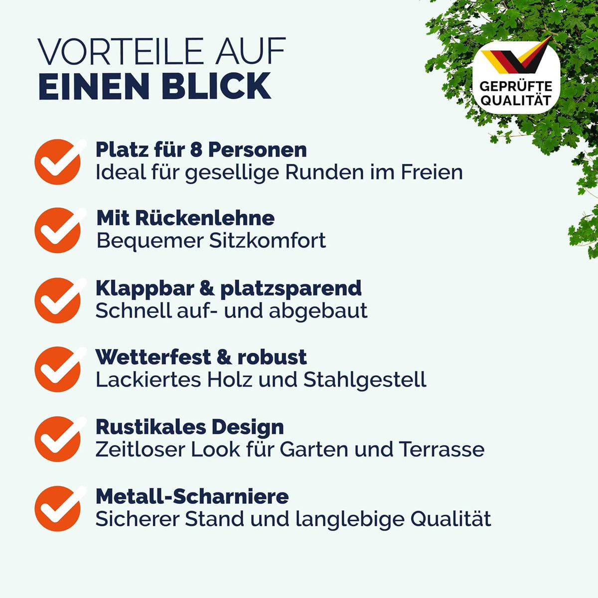 Casaria Bierzeltgarnitur 170 cm mit Lehne, 3-teilig aus Holz & Stahl, klappbar, Braun, Tisch mit 2 Bierbänken