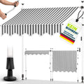 tillvex Klemmmarkise 350cm breit mit Handkurbel | Balkonmarkise ohne Bohren