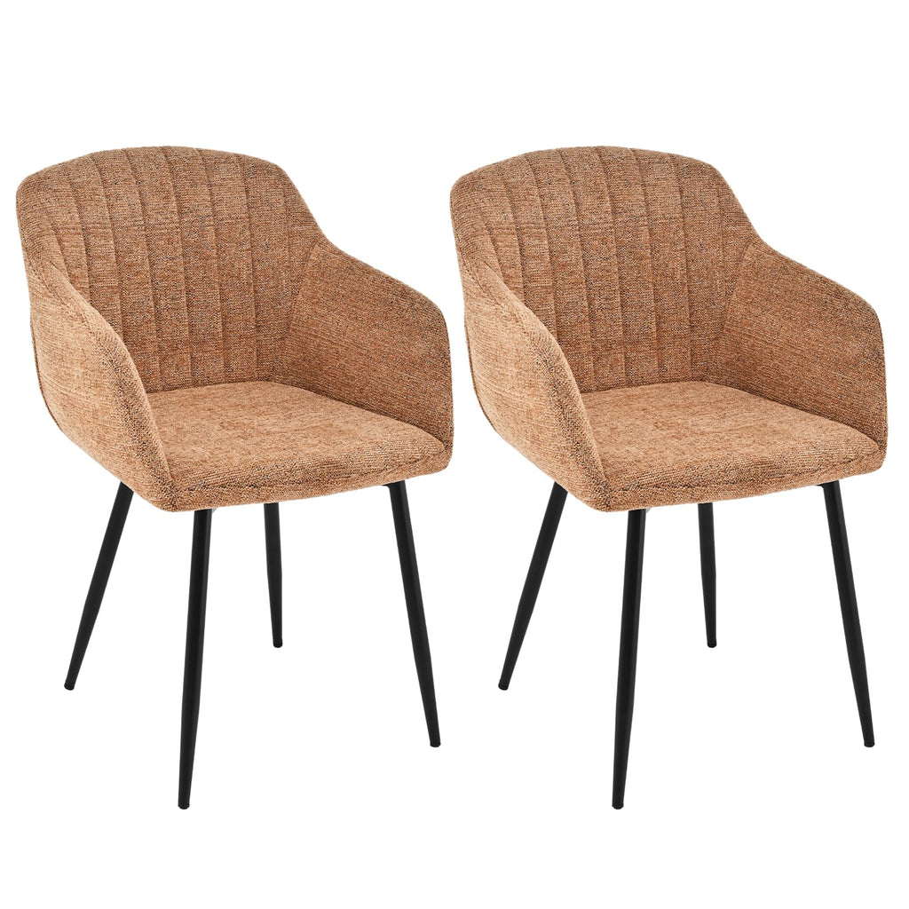 Esszimmerstühle Beige 4er Set mit Armlehnen, Modern Polsterstühle Leinen, Küchenstühle mit Metallgestell für Esszimmer, Wohnzimmer, Küche