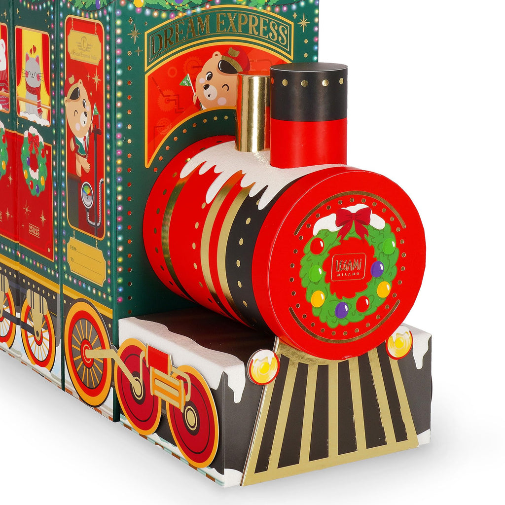 Legami - Adventskalender 2025, 24 Überraschungen, darunter 1 löschbarer Stift in limitierter Auflage, wiederverwendbar, langlebig, Details aus Folie und Glitzer, 33 x 39 x 6,7 cm
