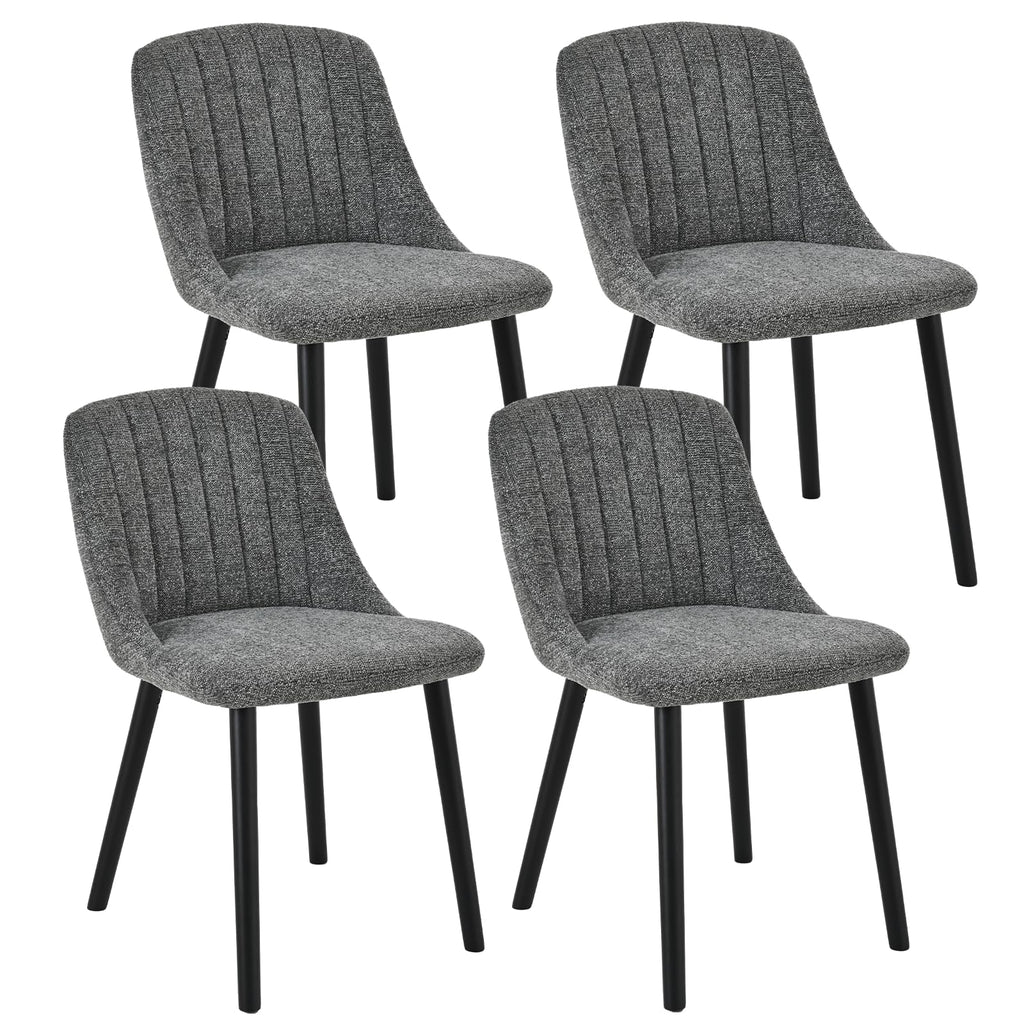 Esszimmerstühle Beige 4er Set Holzbeine Polsterstuhl Küchenstuhl aus Polyester Stühle Esszimmer Wohnzimmerstuhl für Esszimmer Küche Büro
