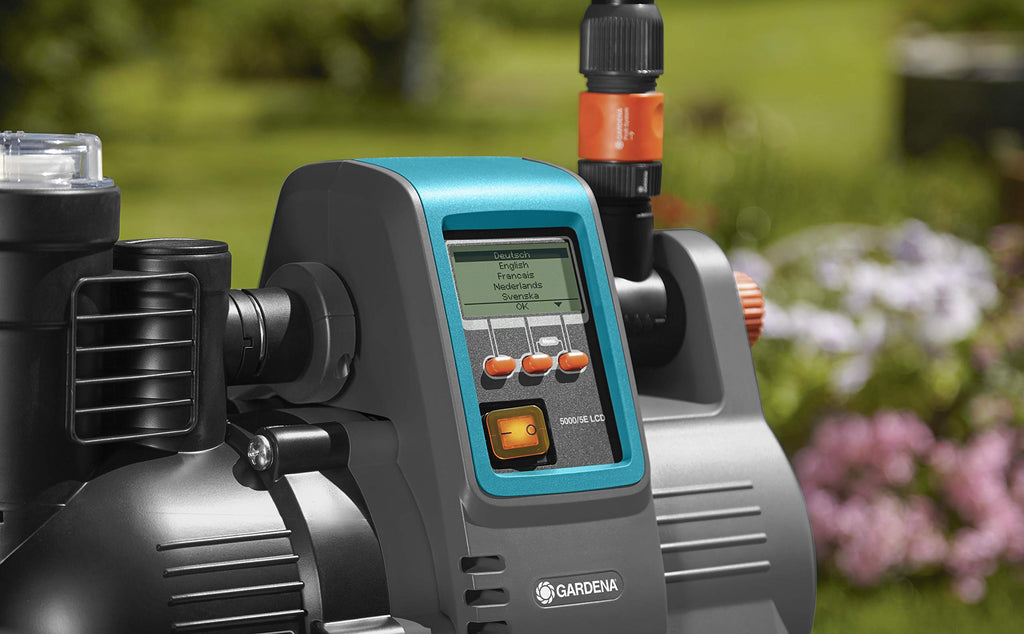 Gardena Comfort Hauswasserautomat 5000/5E LCD: Hauswasserpumpe mit LC-Display, energiesparend, Fördermenge 5000 l/h, 1300W Motor mit Thermoschutzschalter, Trockenlaufsicherung (1759-20)