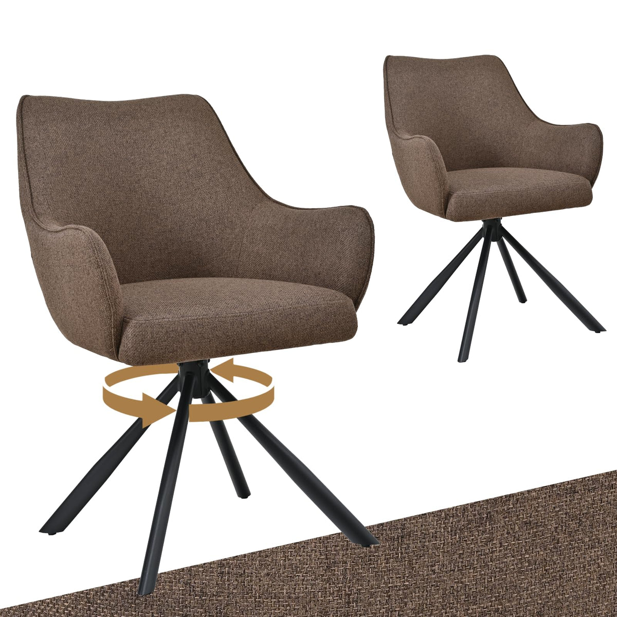 Esszimmerstühle Drehbar 4er Set mit Armlehne, gepolsterte Esszimmerstuhl mit hoher Rückenlehne für Esszimmer & Wohnzimmer, Büro, Beige1