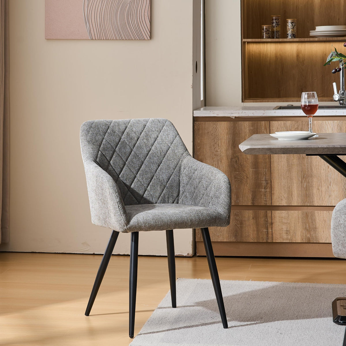 CLIPOP Esszimmerstühle 2er Set, Küchenstühle Grau Samtstoff stühle Polsterstühle mit Armlehne Metallbeine Polstersessel Stühle für Esszimmer Küche (2, Samt Grau)